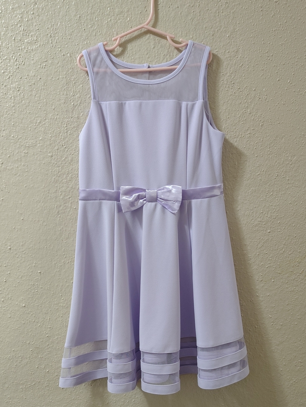 Calvin Klein Lavender Satin-Bow Girls' Formal Dress